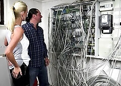 Large booty blond enjoying in a warm load after hard sex.