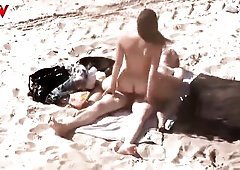Risky public beach bang thick schlong drills leaking twat