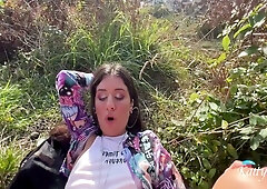 Katty West catches a woman urinating in the bushes and has public sex outdoors