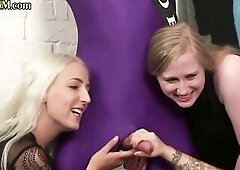 CFNM elegant mother I'd like to fuck n women jerking dick in femdom HJ group