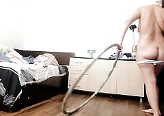 Hot wife workout at home bare.