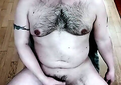 Hooded Otter - Plump Meaty Dad Teddy Fap off and Shoot Enormous Jism Fountain on his Torso