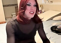 Burgundy Hair Cumshot in Glass