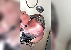Taking a shower. English