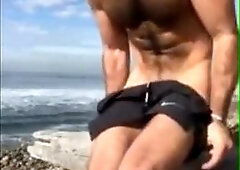 Hairy gay jerks off at the beach 3