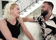 MARVELOUS GOLDEN-HAIRED CHERRY KISS TAKES PLUMP SCHLONG IN EACH APERTURE & DRAINS IT FOR TRIPLE CUM