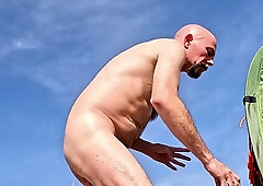 Red-hot Dilf Bare Beach Giant Weenie Flashing off in the Dunes - Rockardglans