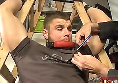 Muscle bodybuilder handjob with cumshot