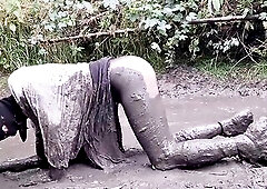 One time another time I sink into the mud, this time in a short petticoat