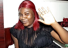 Dark-skinned redhead performs for the judges at the Sweden Sex Championship 2023