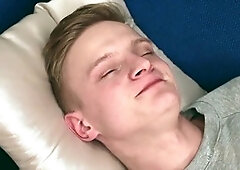 Light-haired teen Jacob O strokes his big cock like a pro