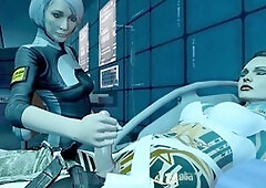 Dr. Chakwas from Mass Effect gives a test to a fresh pecker (futa and female action)
