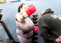 big beautiful woman sucks her fitness instructor