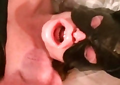 Chick with big titties sucks on a hairy flaccid dick