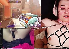 Bone Gagged Chastity Cage Servitude Collar and leash Vibrating Ass-plug Succubus Catgirl