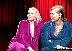 Blindfolded maid is punished by tranny