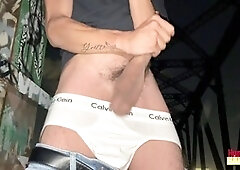 Outdoor, anal masturbation, solo male cum