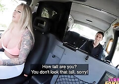 Taxi driver with biggest juggs gets cum in her vagina - Female Fake Taxi