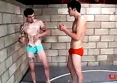 axel vs eli oil wrestling