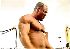 Caesar Lifting Weights and Sexy Posing Backstage