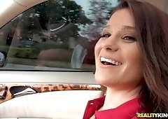 Jayden Riley shows hot tits in the car and goes to fuck with stranger