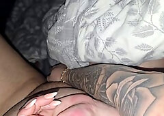 Tattooed stepmom Roxy Bigtits1 gives a slick handjob to her stepson without any shame