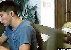 Isaac Parker bending over his ass to take that huge dick