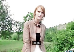 Skinny, amateur honey is sucking and riding a goth hard ramrod beneath the bridge and enjoying it