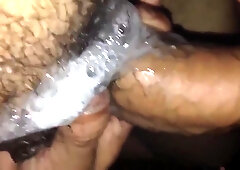 Sucking cock and playing with my friends cum