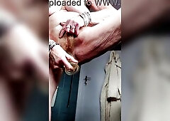 Granny bangs hirsute vagina with vibrator