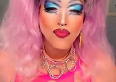 Naughty shemale girlfriend indulges in smoking and pleasuring herself