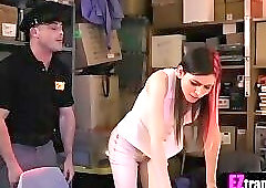 Lazy security guard fucks his adorable shemale chief