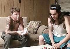 Straight Buddies Deving And Blinx Jerk Off After Strip Poker