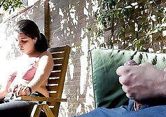 Her reaction is unbelievable. This Babe slyly looks down and bites her lips. My thick wang is getting hard looking at her tanned bazookas. Lastly I cu