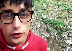 Latino With Glasses Sucks Cock Outdoor And Swallows Cum Pov