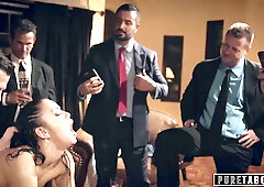 Girl Humiliated by a group of Businessmen