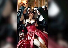 One favourable lady touched by nuns.