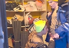 Stepson and friend get busy while the stepdad is out getting firewood