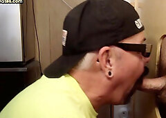 Deepthroat gloryhole DILF sucks BFs hard dick at home