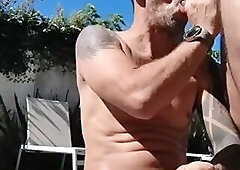 Spaniard couple pool day