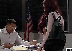 Giving my teacher a titjob to pass my exam