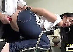 Debased and ball-gagged slut