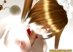 Anime tranny maid eats a chick