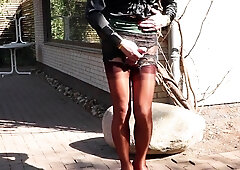 Taut Micro-Skirt and Glossy Satin - great cum shot mandatory