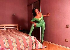 Youthful large breast supple spandex teen gymnast with a great large ass.