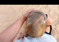 Blonde Straddled A Guy On The Beach
