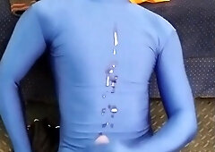 Back two Back Spunk in my Blue Zentai