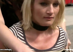 German blond group screwed in public