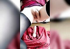 Tgirl in underware masturbates with anal plug and sex tool. Jizz Flow on costume.