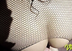 Ebony-haired beauty in high heels and fishnet underware – Hot hotty